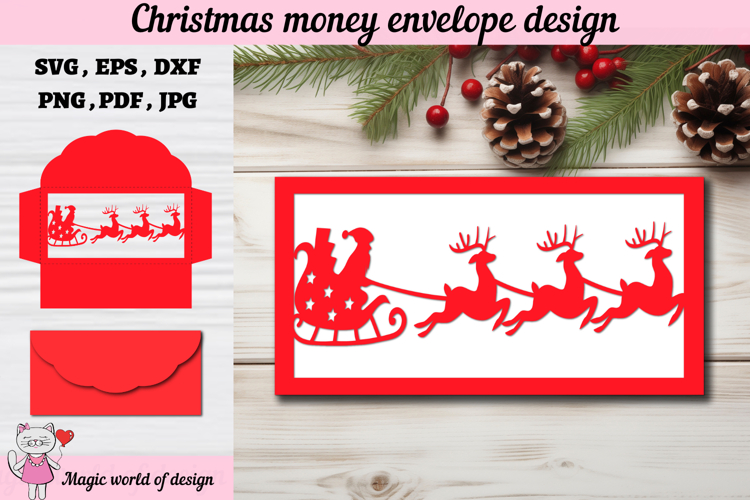 Christmas Santa Claus on Reindeer Money Envelope svg