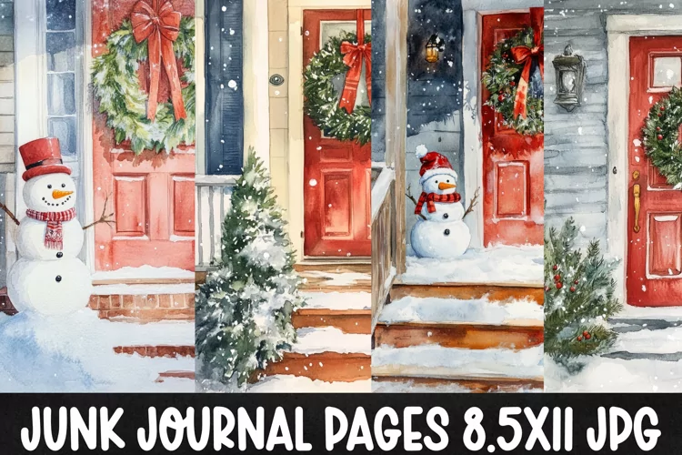 4 Christmas Digital Papers I Christmas Junk Journal Pages