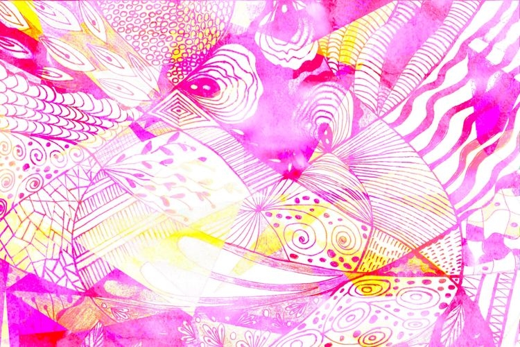 Psychedelic abstract hand drawing and digital image
