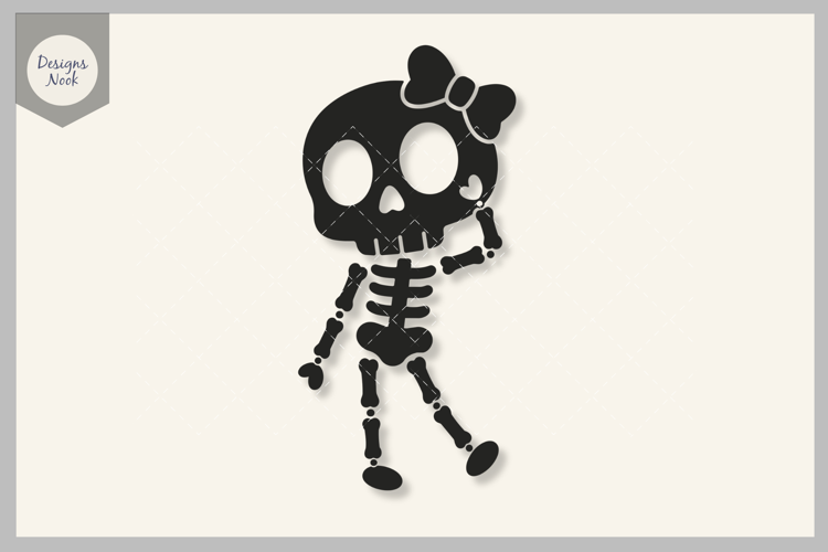 Cute Skeleton SVG, Skull with Bow SVG, Girly Halloween SVG