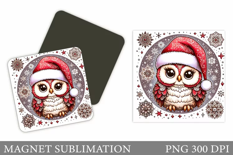 Christmas Owl Magnet. Christmas Magnet Sublimation