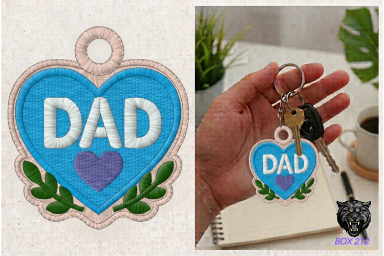 DAD Heart Keychain Embroidery Design