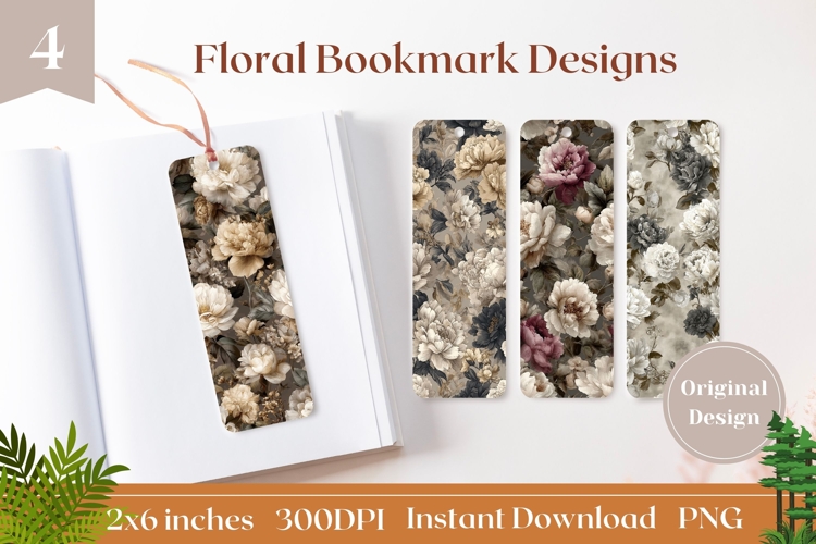 White Peony Flower Bookmark Printable, Flowers Sublimation
