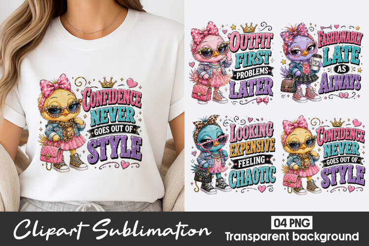 Fashion Duck Quote Clipart Sublimation PNG example image 1