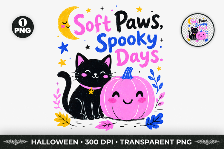 Spooky Cat Pumpkin Halloween Sublimation T-Shirt Design PNG