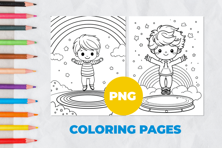 Cute boy with a rainbow Coloring Pages | Coloring book