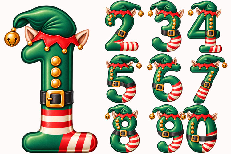 Christmas Elf Numbers PNG example image 1