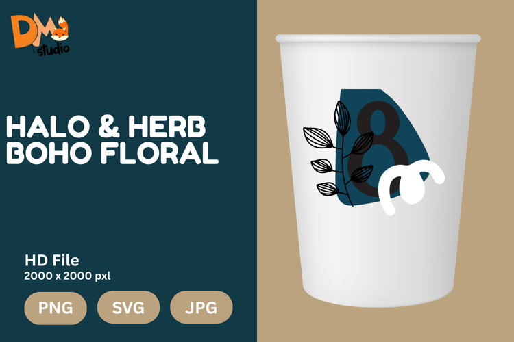 Halo   Herb Boho Floral Monogram