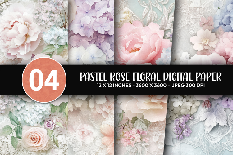 Pastel Rose Floral Digital Paper