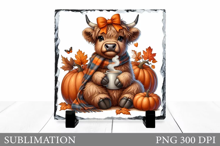 Cute Cow Sublimation. Fall Cow Slate Sublimation