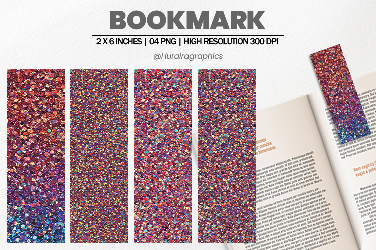 Rainbow Glitter Bookmark PNG, Bookmark Sublimation