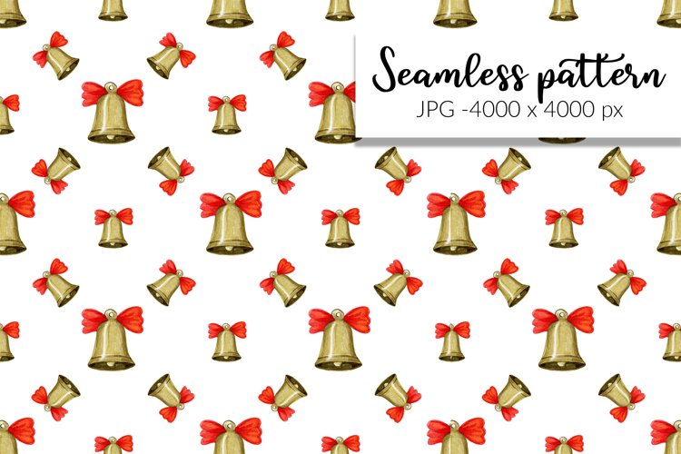 Christmas bells watercolor seamless digital paper