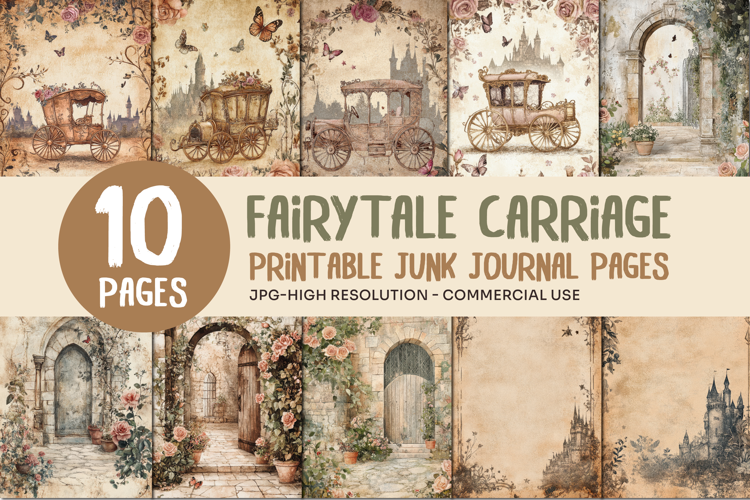 Fairytale Carriage Junk Journal Pages