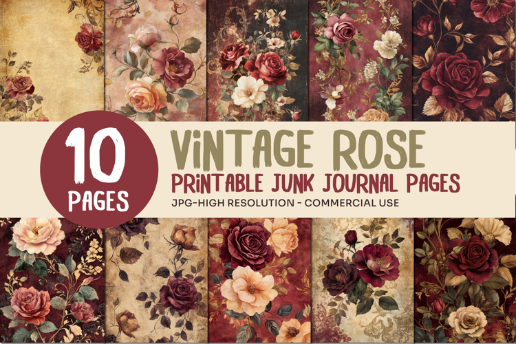 Vintage Rose Junk Journal Pages