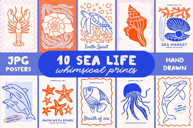 Ocean Life Prints | Coastal Wall Art Posters
