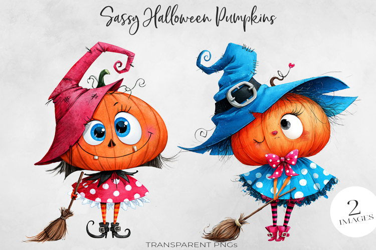 Sassy Halloween Pumpkin Clipart 2 PNGs