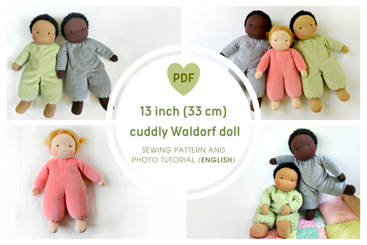 Waldorf cuddly doll 13 inch/33 cm tall, PDF pattern example image 1