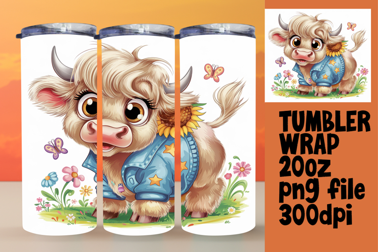 LUXURIOUS 20oz Tumbler Template , Cute Cow