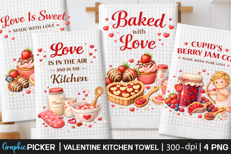 Valentine Kitchen Towel PNG, Valentine day Sublimation, Xoxo