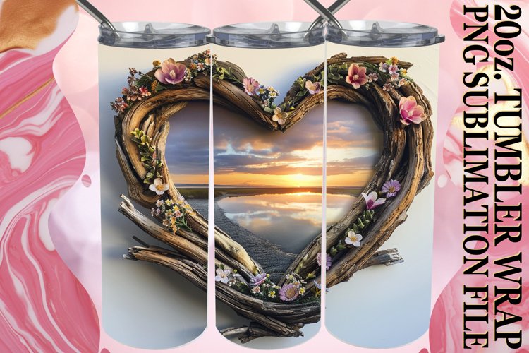 Heartfelt Summer Landscape Tumbler Wrap Sublimation - 20oz example image 1