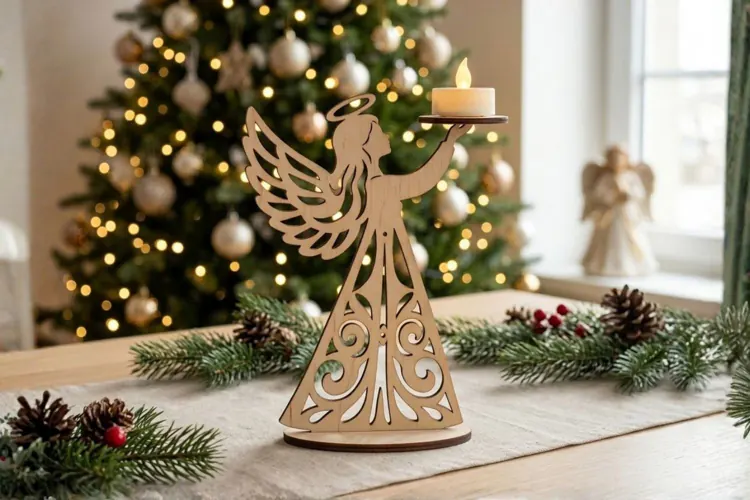 Christmas Angel Candle Holder Laser Cut | Glowforge | SVG