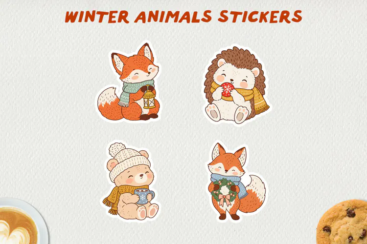 Cute Winter Animal Sticker PNG | Cozy Animal Clipart