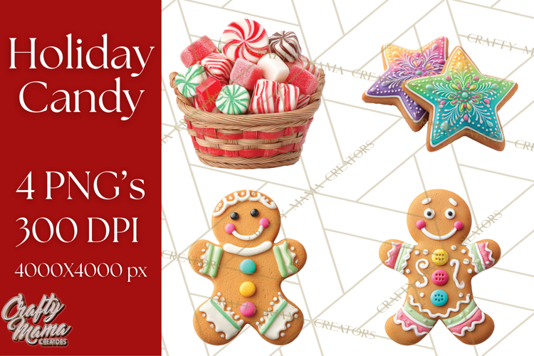 Christmas Candy Clipart PNG, Realistic Holiday Treats
