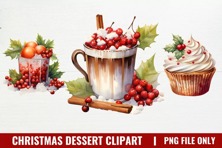 Christmas Dessert Clipart Sublimation, Dessert Clipart