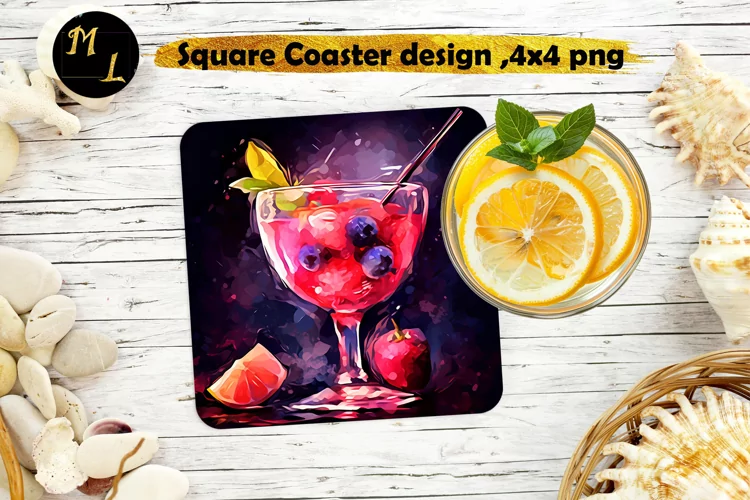 Berry Cocktail Square Coaster ,Cocktail Coaste design