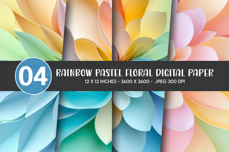 Rainbow Pastel Floral Digital Paper