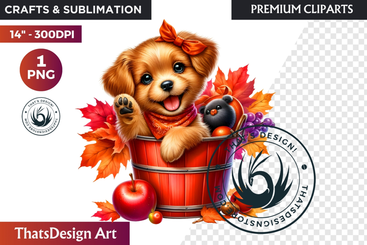 Autumn Cute animal in a bucket clipart Pumpkin thanksgiving