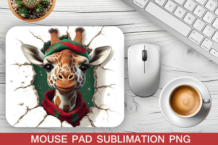 Christmas Giraffe Mouse Pad Sublimation -Christmas Mouse Pad