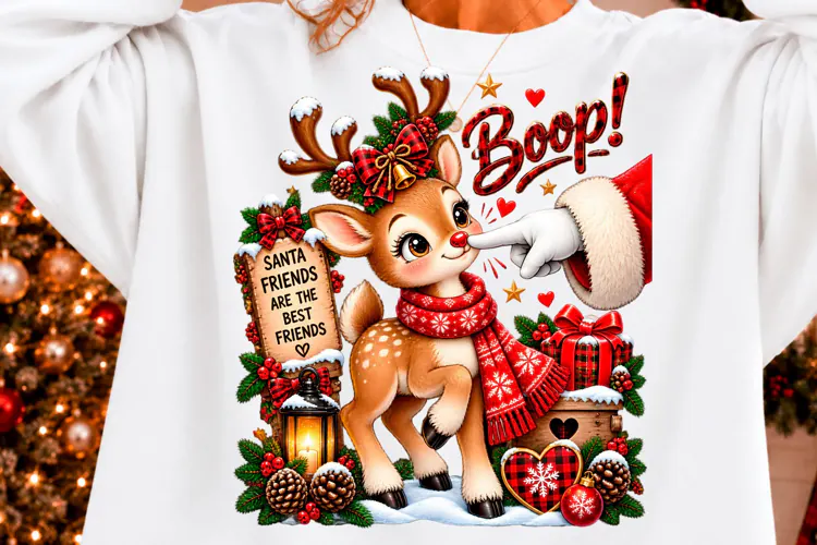Cute Reindeer Christmas Shirt Design