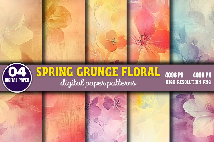 Spring Grunge Floral Background Paper PNG