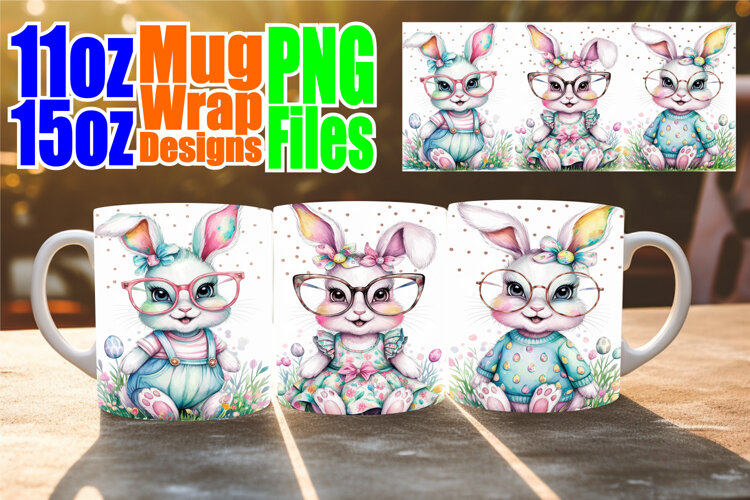 Happy moments sublimation mug wrap, Easter Bunny example image 1