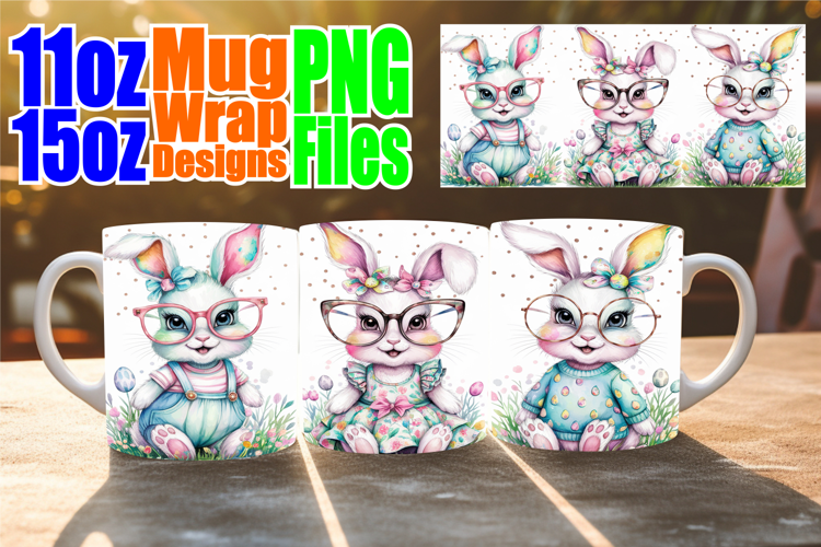 Happy moments sublimation mug wrap, Easter Bunny