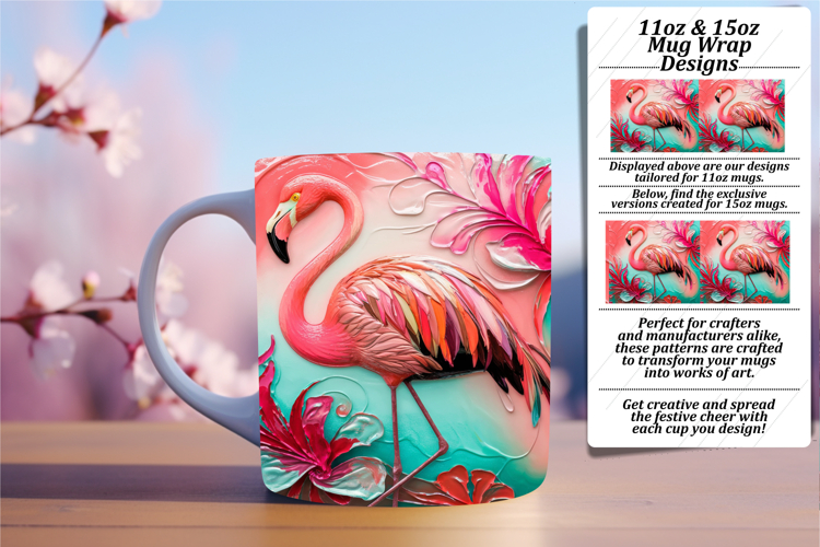 Happy 15oz Mug Wrap Png Template , Flamingo