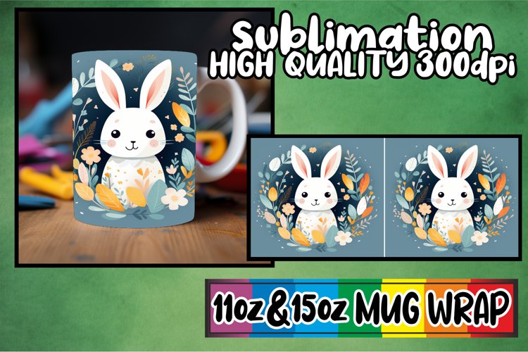 Joyful Bunny Sublimation Mug Design