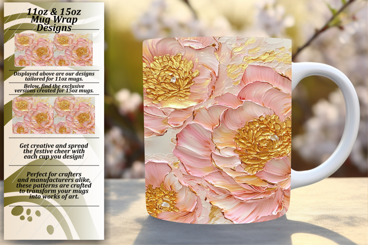 Artful 11oz Mug Wrap Png Artwork , 3D Flower