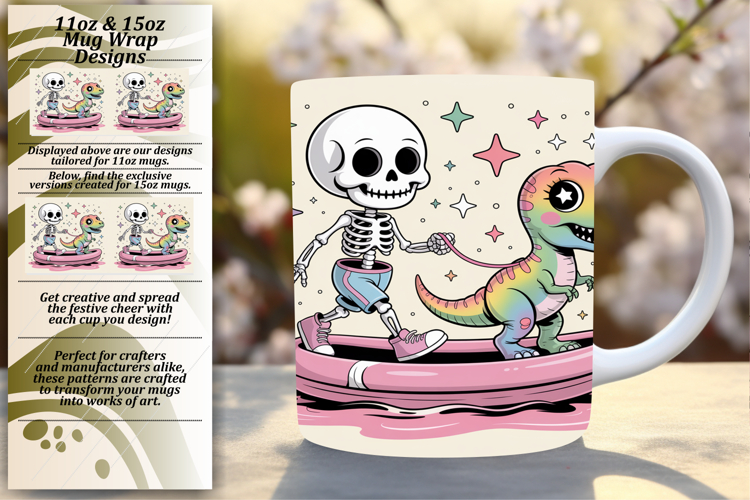 SLEEK PNG Mug Wrap Design 11oz , Funny Skeleton