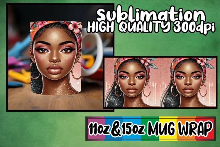 Heartfelt vibes 11oz 15oz sublimation wrap, Afro Girl