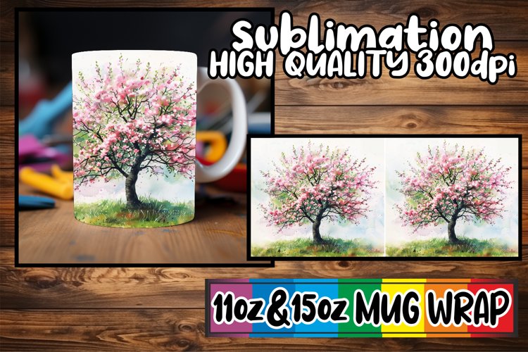 Spring Blossom Mug Sublimation Wrap - 11oz 15oz example image 1