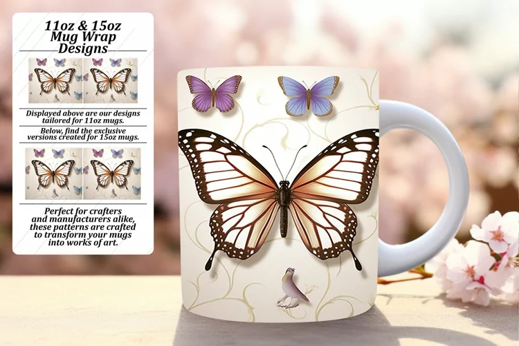 Spring-inspired 3D Butterfly Mug Art