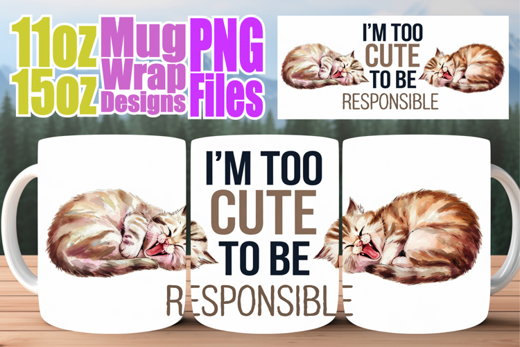 Beautiful day sublimation 11oz 15oz mug wrap, Funny Animals
