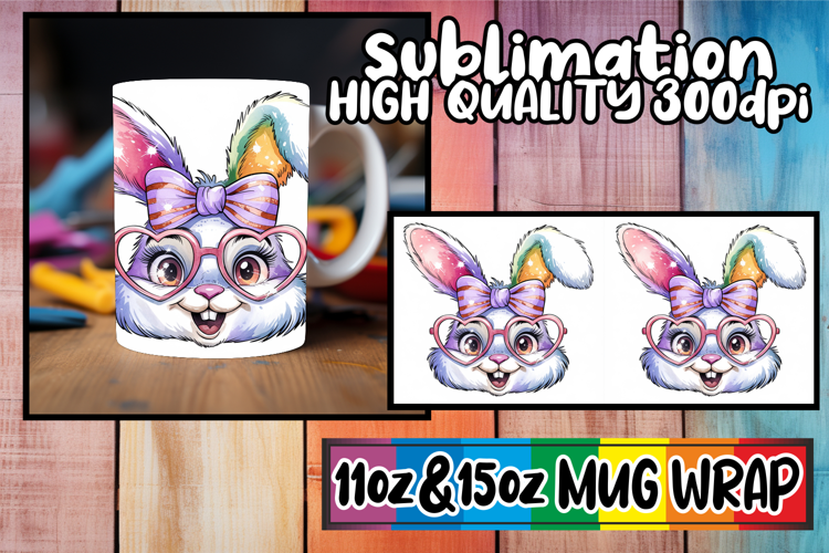 Serene moments 11oz 15oz sublimation wrap, Easter Bunny