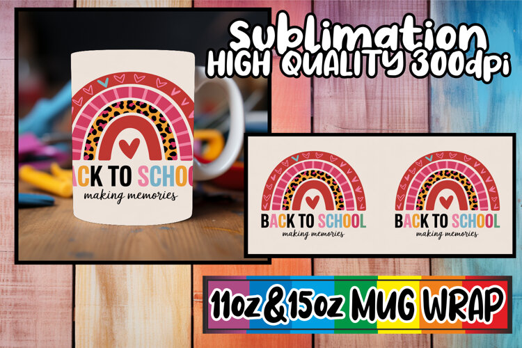 Cheerful sunsets sublimation mug wrap, Back To School example image 1