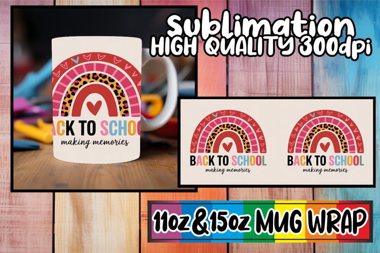 Cheerful sunsets sublimation mug wrap, Back To School