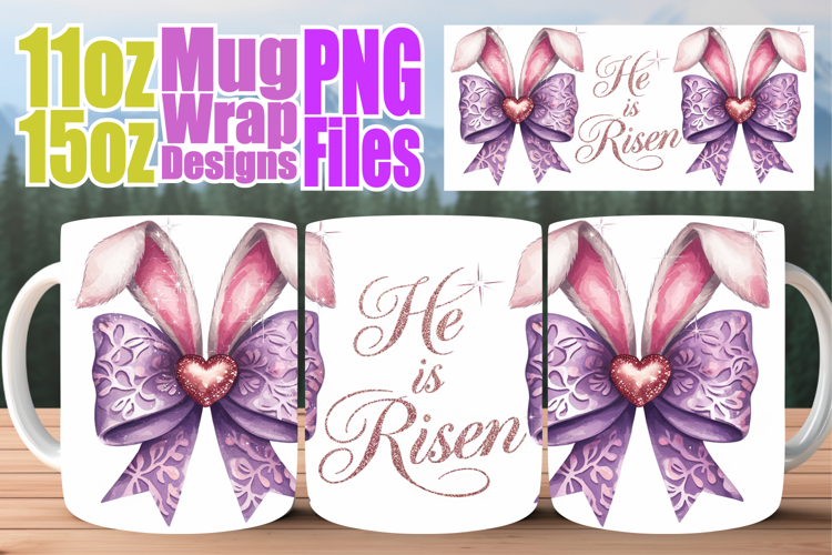 Pure bliss 11oz 15oz mug wrap, Easter Bow