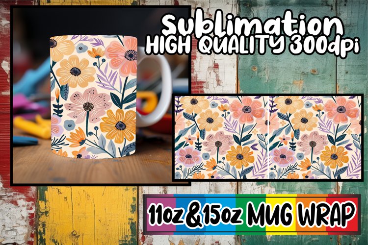 Spring Inspired Abstract Mug Wrap Sublimation 11oz 15oz