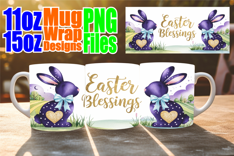 Radiant love 11oz 15oz sublimation wrap, Easter Bunny
